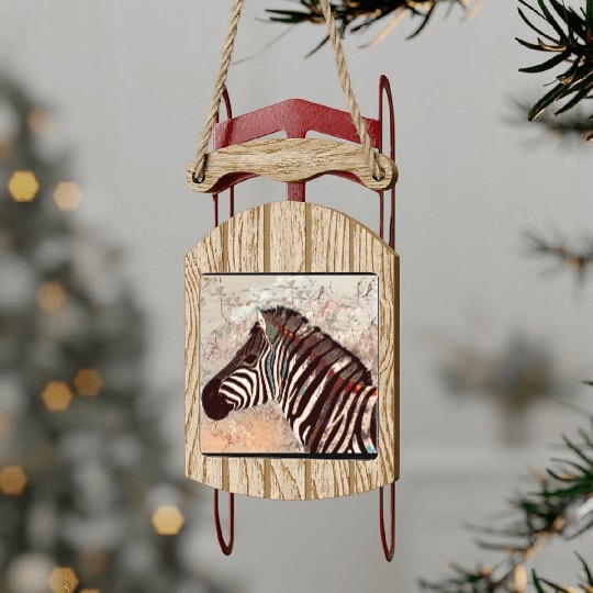 Zebra with neon colors Sled Ornaments