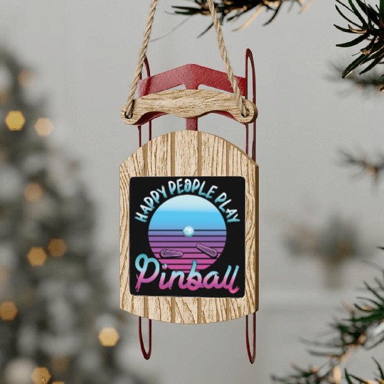 Happy People Play Pinball Retro 80s Sled Ornaments