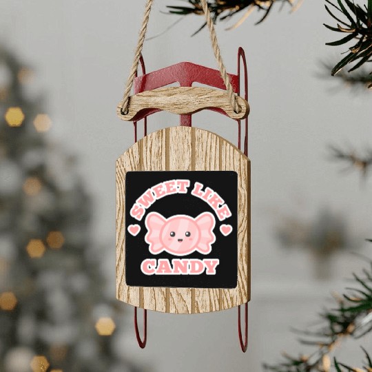 Cute Sweet Like Candy Sled Ornaments