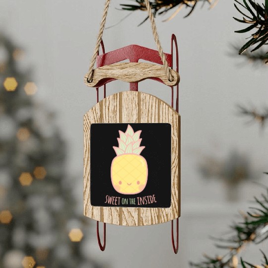 Cute Sweet On the Inside Pineapple Sled Ornaments
