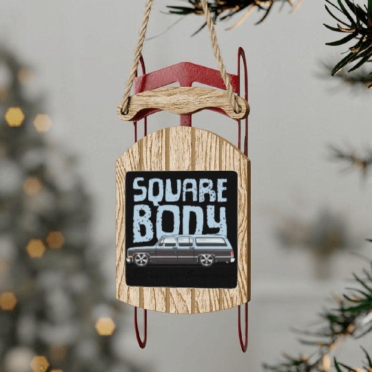 square body Light Blue Sled Ornaments