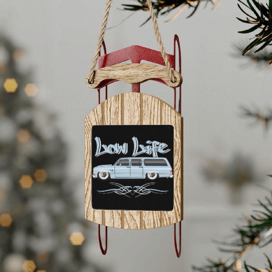 low life Light Blue Sled Ornaments