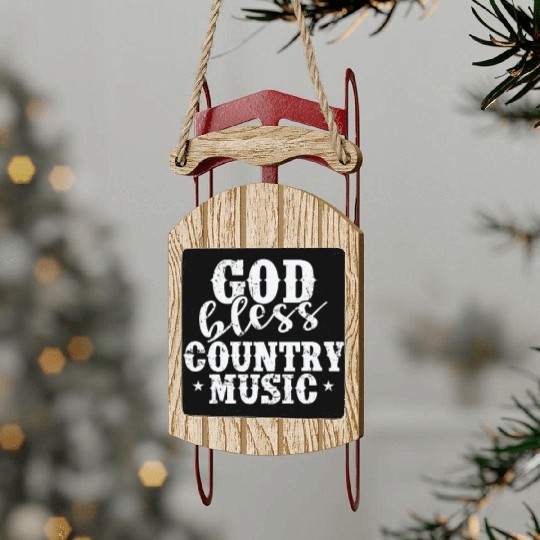 God bless Country Music USA America Cowboys Sled Ornaments