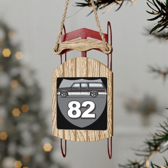 82 Midnight Black Sled Ornaments