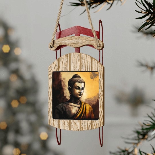 The Serenity of Zen Buddha Watercolor Meditation Sled Ornaments