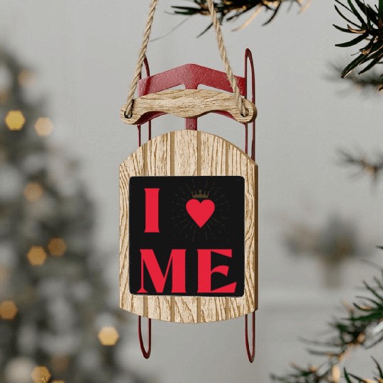 I Love Me 5 Sled Ornaments