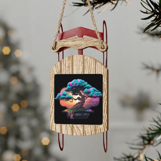 Synthwave Bonsai Tree Sled Ornaments
