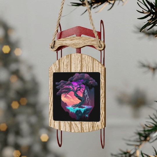 Synthwave Bonsai Tree Sled Ornaments
