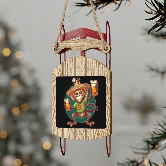 Funny Spider Monkey Lover Mexican Spider Monkey Sled Ornaments