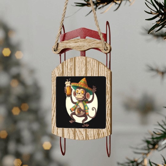 Funny Spider Monkey Lover Mexican Spider Monkey Sled Ornaments