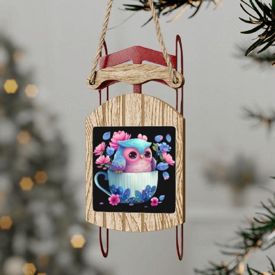 Owl Animal Cute Wild Bird Zoo Forest Nature Child Sled Ornaments