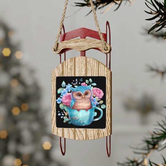 Owl Animal Cute Wild Bird Zoo Forest Nature Child Sled Ornaments