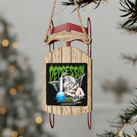 Depression Angel Sled Ornaments