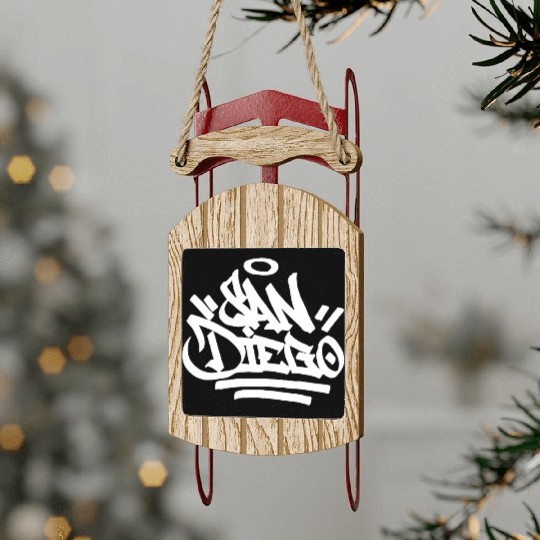 San Diego City Graffiti Street Art Handstyle USA H Sled Ornaments
