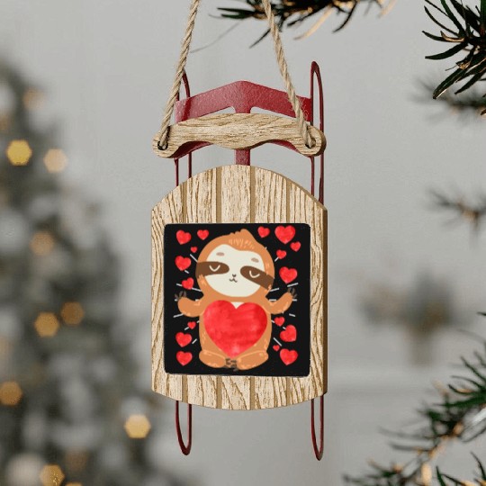 Couple love you my sloth Valentine's Day Sled Ornaments