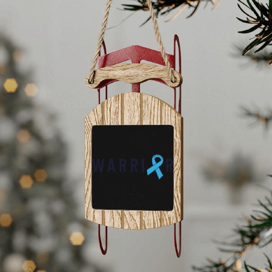 Prostate Cancer Warrior Light Blue Ribbon Dad Sled Ornaments