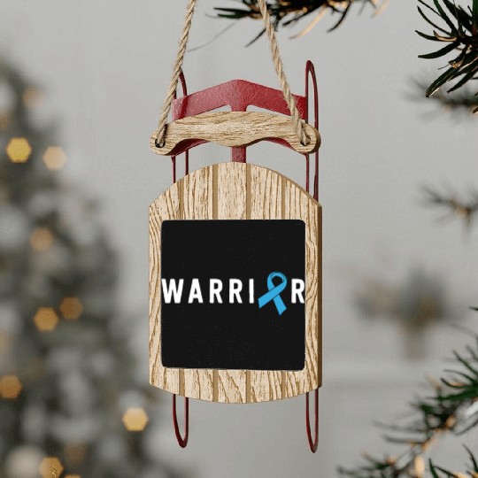 Prostate Cancer Warrior Light Blue Ribbon Dad Sled Ornaments