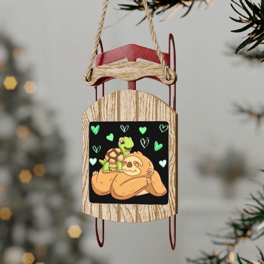 Love Turtle my sloth darling love Valentine's Day Sled Ornaments