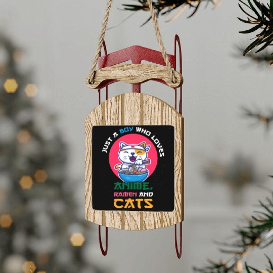 Just a boy who loves anime ramen Sled Ornaments