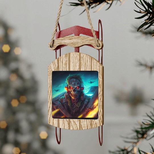 ZOMBIE IRON MAIDEN (version 13) Sled Ornaments