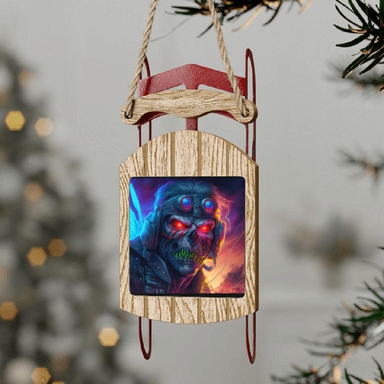 ZOMBIE IRON MAIDEN (version 9) Sled Ornaments