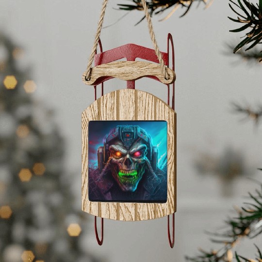 ZOMBIE IRON MAIDEN (version 8) Sled Ornaments