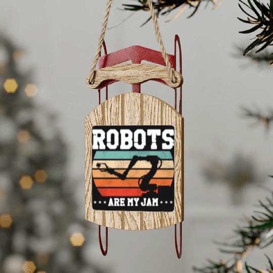 Robot Robotics Engineer Retro Sled Ornaments