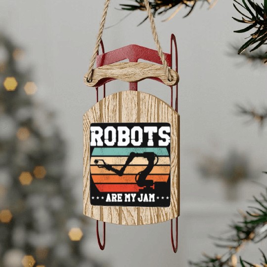 Robot Robotics Engineer Retro Sled Ornaments