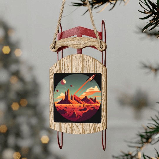 Vintage Space Science Mars Fiction Geek Solar Sled Ornaments