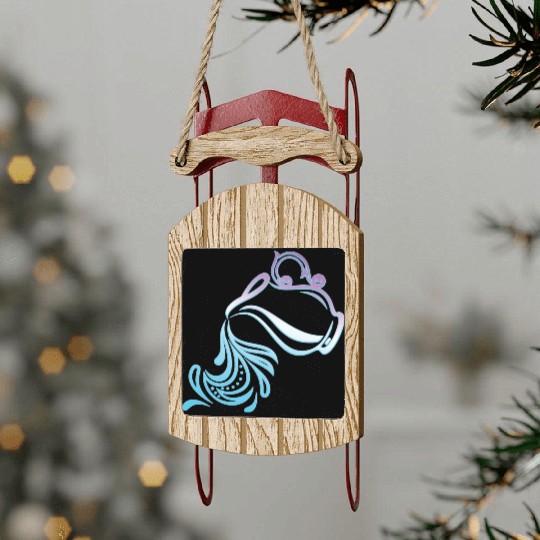 Aquarius Zodiac Air Sign Water Bearer Logo Sled Ornaments