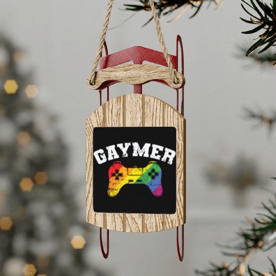 Gamer Controller Gaymer LGBT Pride Sled Ornaments