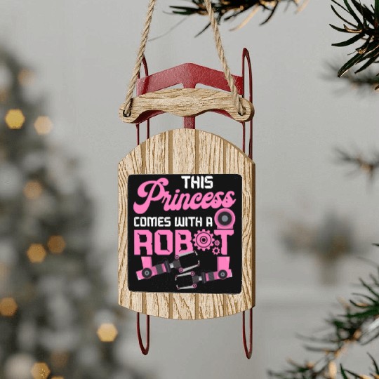 Robot Robotics Engineer Female Sled Ornaments