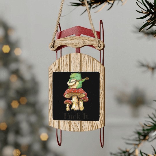 Cottagecore Toad Playing Guitar Sled Ornaments