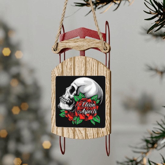 CA SKULL AND ROSES Sled Ornaments