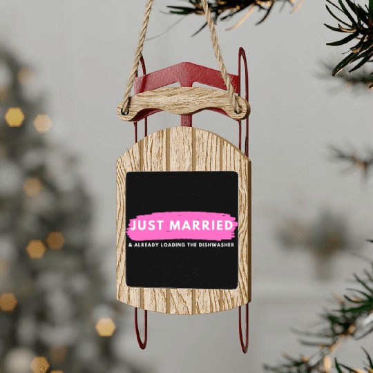 Just Married Sled Ornaments
