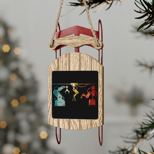 Robot Robotics Engineer Retro Sled Ornaments