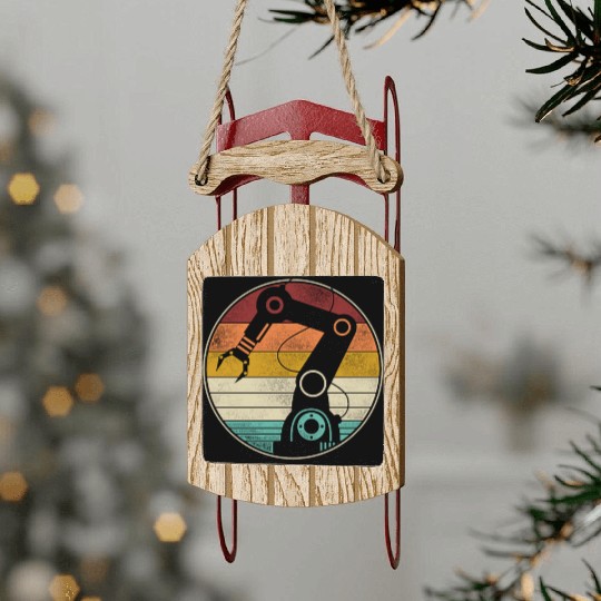 Robot Robotics Engineer Retro Sled Ornaments