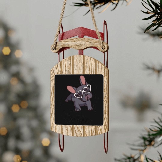 Be mine frenchie. Sled Ornaments