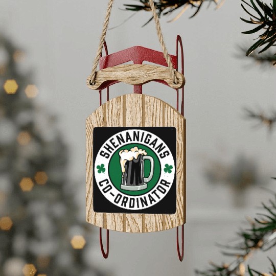 Shenanigans Co ordinator Beer Black Sled Ornaments