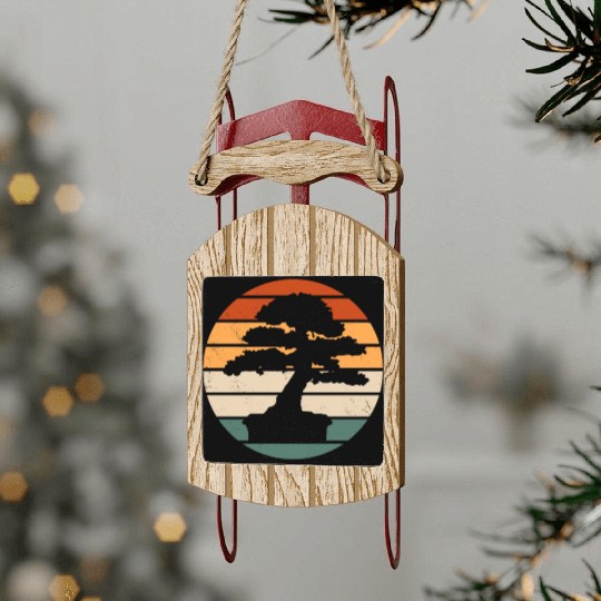 Retro Bonsai Tree Design Sled Ornaments