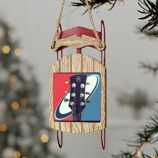 Red White Blue Rock and Roll Themed Guitar Sled Ornaments