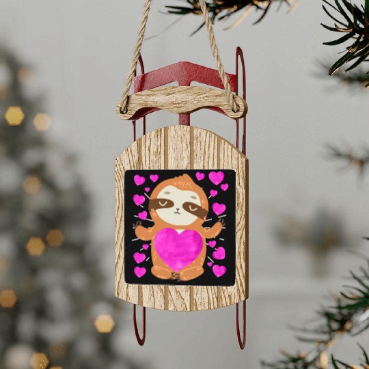 Couple love you my sloth Valentine's Day Sled Ornaments