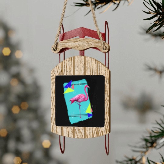 Retro Flamingo Sled Ornaments