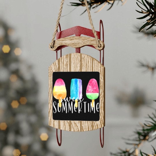 Sweet Summertime Ice Cream Family Vacation Sled Ornaments