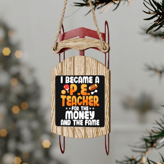 I Became A P.E. Teacher For The Money School Sled Ornaments