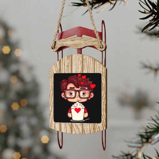 Popcorn Movie Guy Sled Ornaments