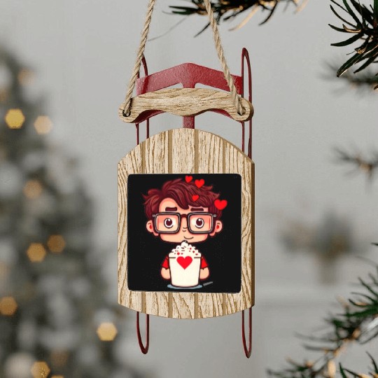 Popcorn Movie Guy Sled Ornaments