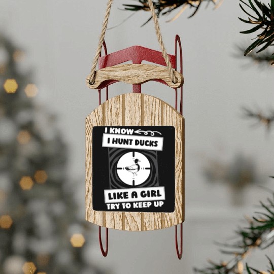 Duck Hunting Girl Sled Ornaments