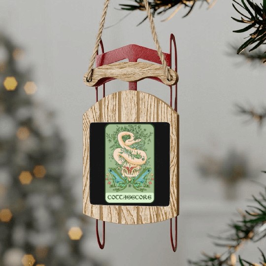 Tarot Card Goblincore Snake Cottagecore Frog Aesth Sled Ornaments