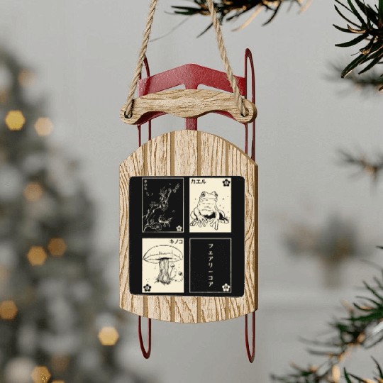 Cottagecore Tarot Cards Fungi Frog Goblincore Sled Ornaments